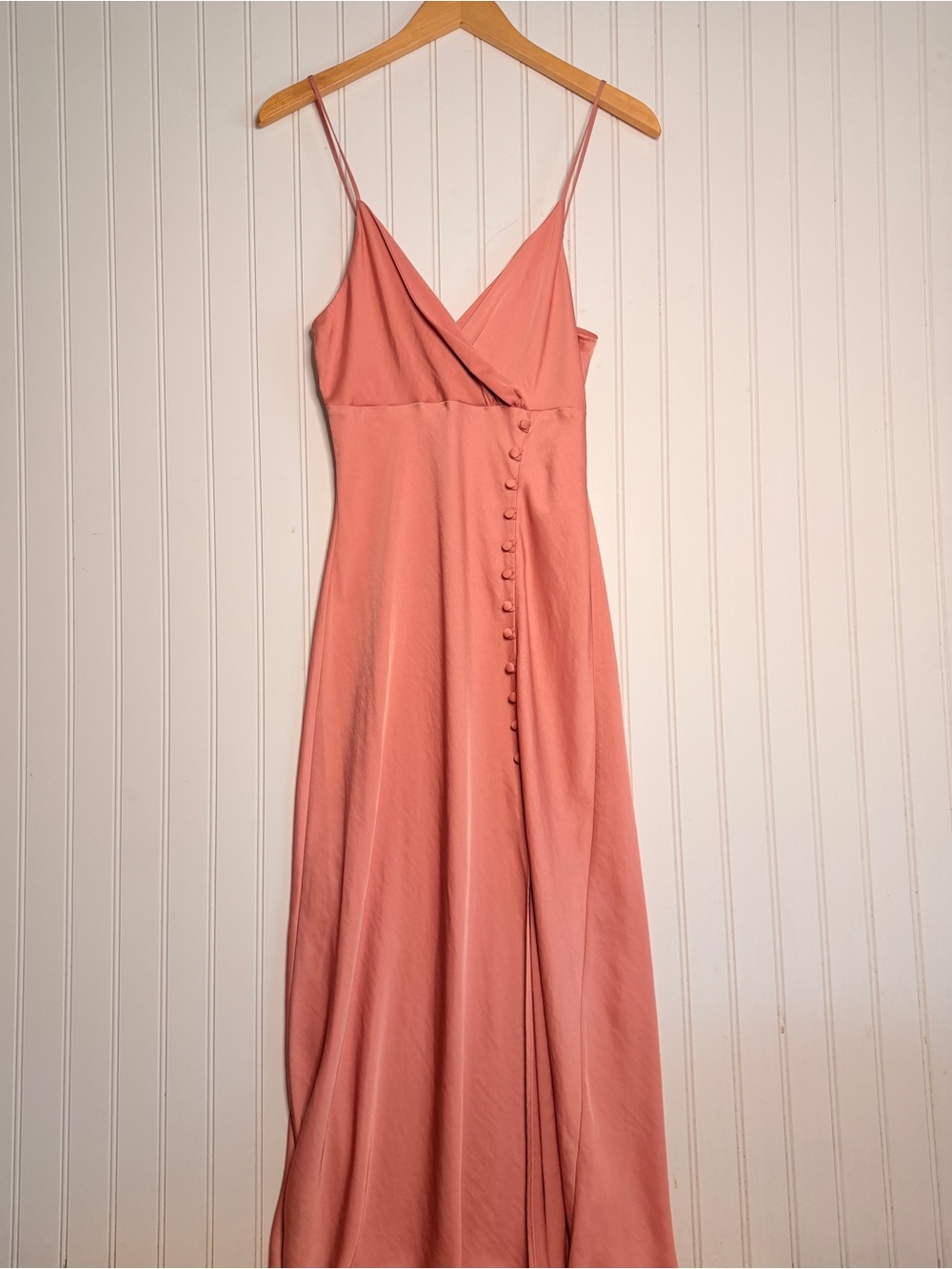 Zara NWT Rose Satin Wrap-Front Maxi Slip Dress Size Medium